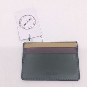 NWT Bespoke Unisex Dark Green Colorblock Leather Card Holder Wallet